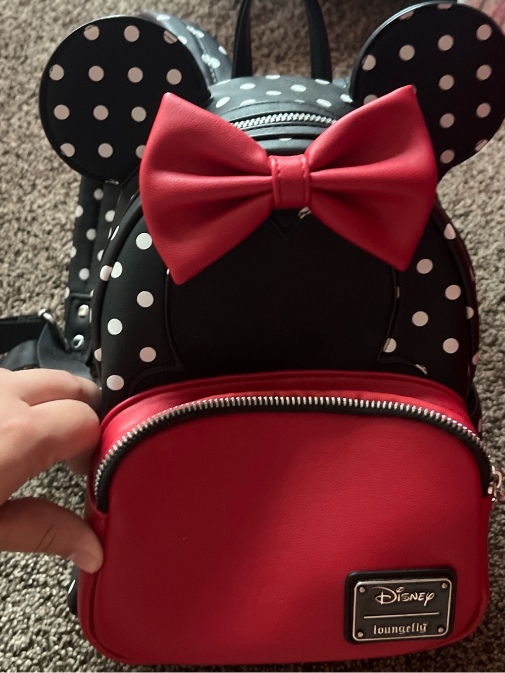 Loungefly Black & Red Minnie Polka Dot Kids Mini Backpack